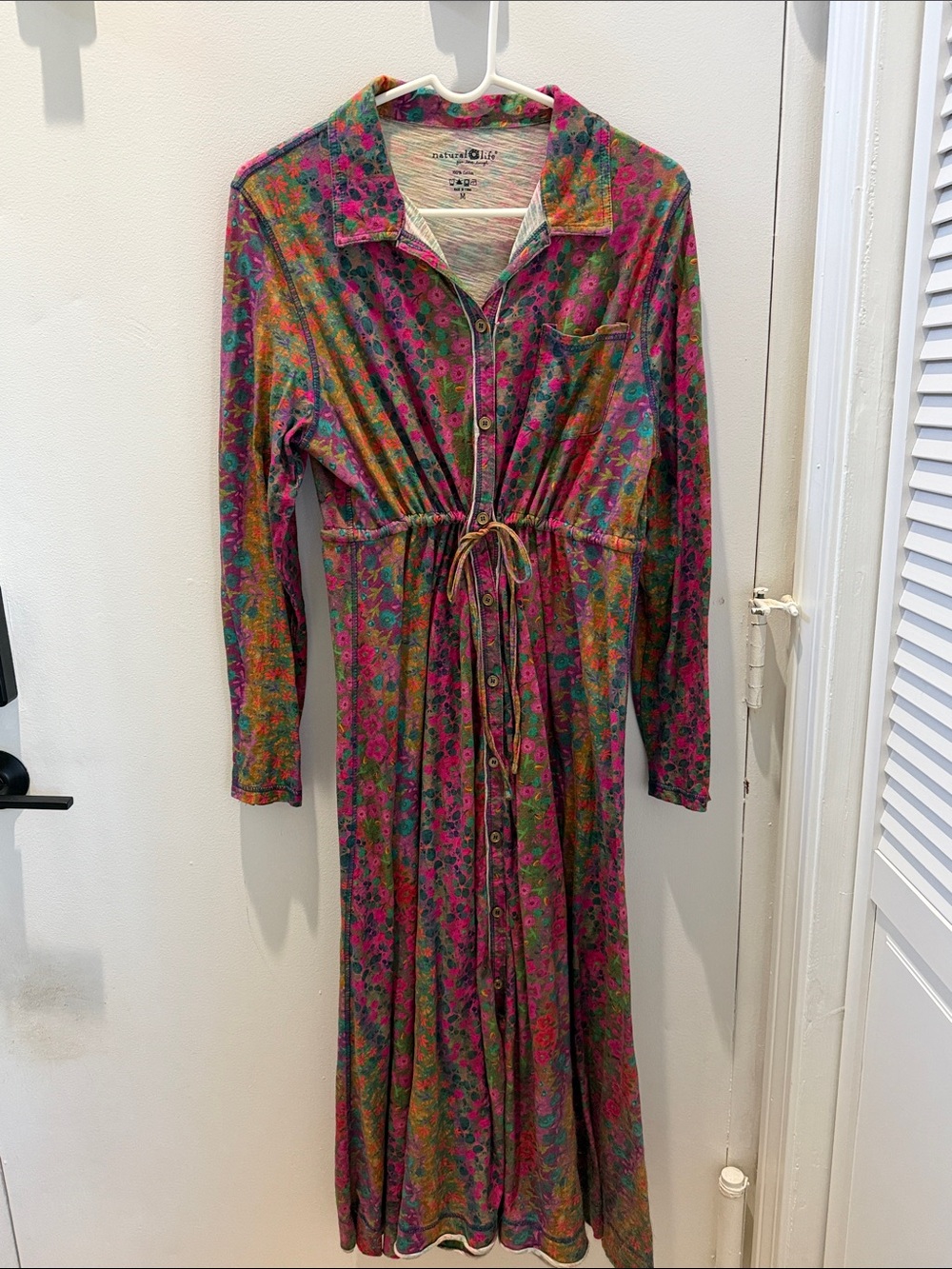 Natural Life Vintage-Inspired Floral Button-Front Maxi Dress